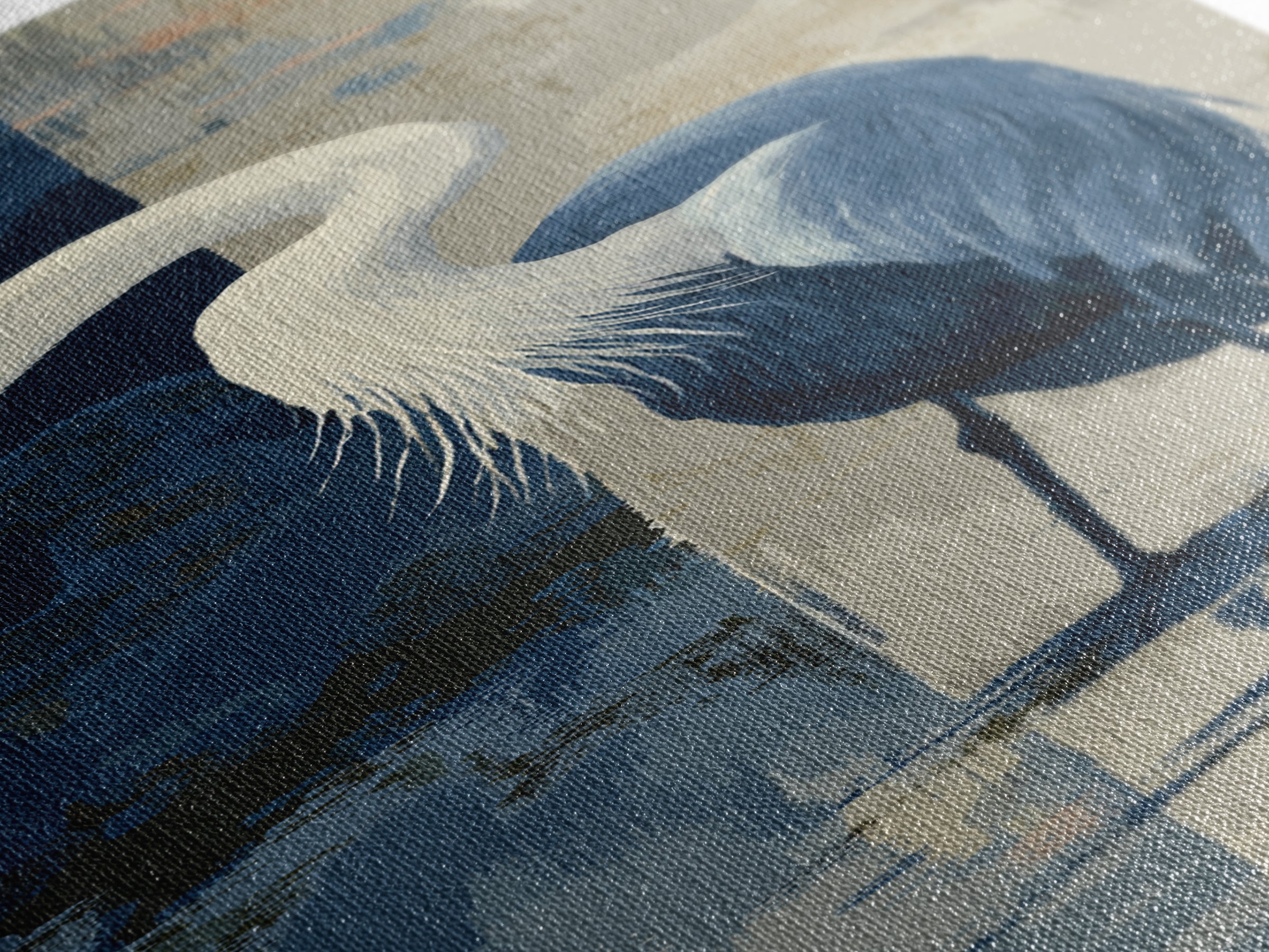 Blue Heron in Monochrome Navy Palette Framed Canvas Print, Monochrome Art, Apartment Decor, Living Room Decor, Fine Art, Mono, MON-1x3-92