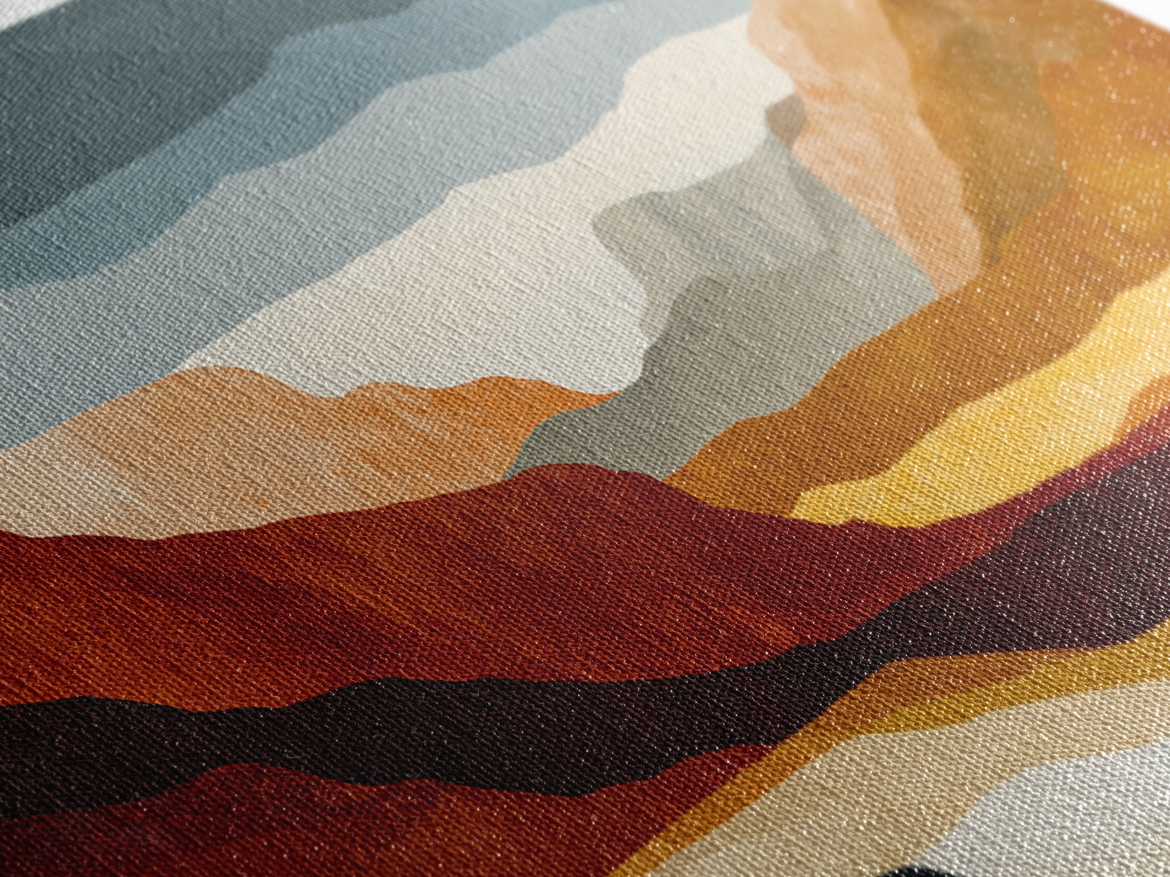 Burnt Orange Canyon Abstraction Framed Canvas Print, Monochrome Art, Digital Art, Living Room Decor, Mono, Dark Academia Decor, MON-2x1-60