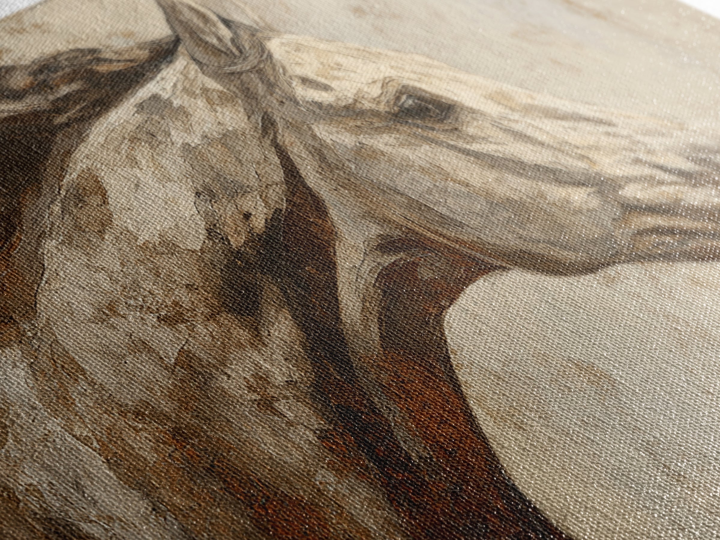 Sepia Horse Portrait Canvas Print, Monochrome Art, Digital Prints, Living Room Decor, Fine Art, Mono, Apartment Decor, MON-2x1-94