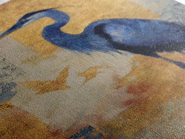 Blue Heron in Monochrome Navy Palette Canvas Print, Monochrome Art, Unique Wall Art, Living Room Decor, Fine Art, Mono, MON-2x3-16