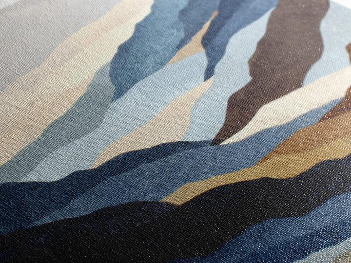 Blue Mountain Ridge Layers Canvas Print, Monochrome Art, Abstract Painting, Living Room Decor, Watercolor Art, Mono, MON-2x3-32