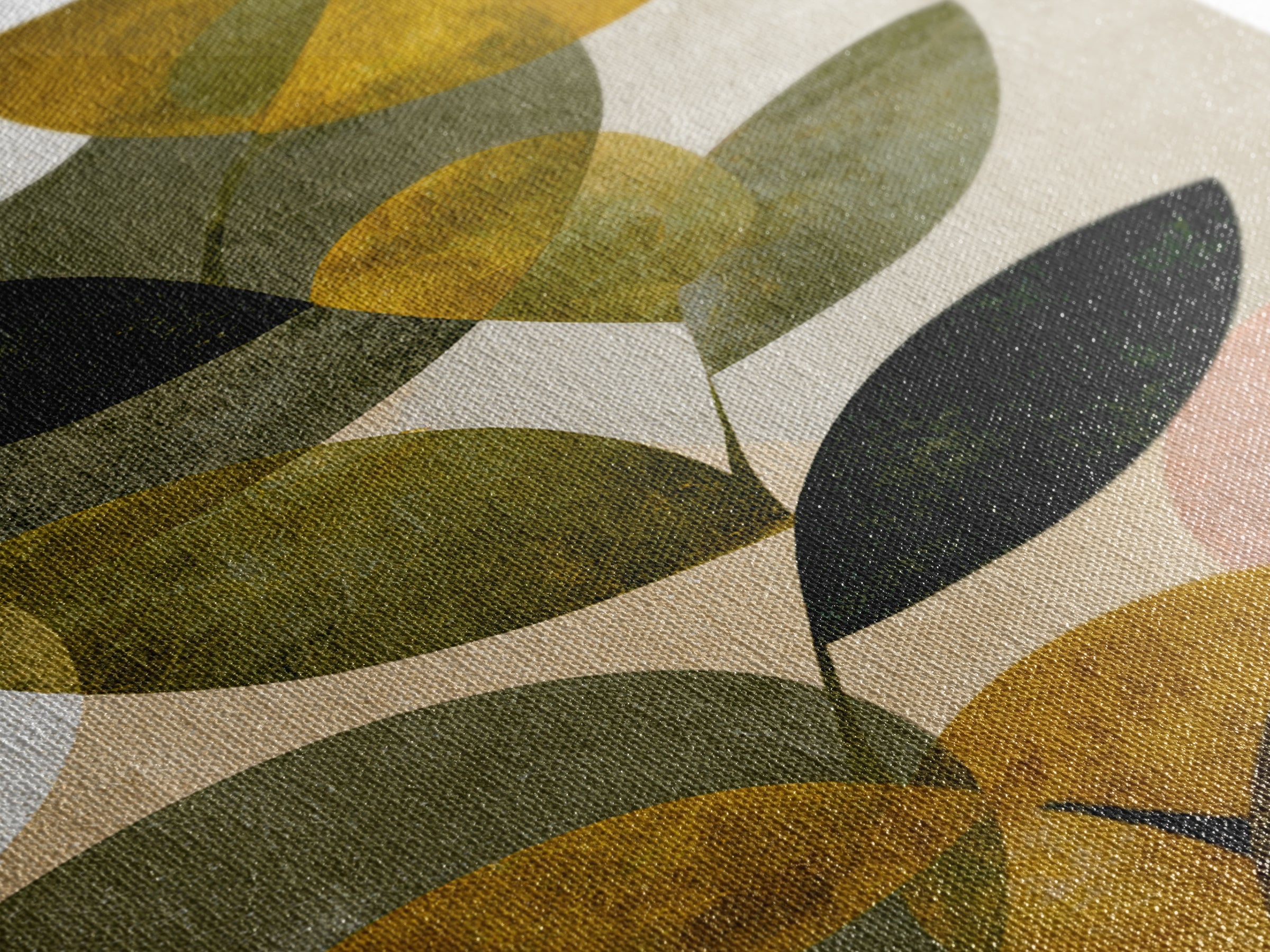 Olive Green Abstract Leaf Pattern Framed Canvas Print, Monochrome Art, Boho Decor, Living Room Decor, Fine Art, Mono, MON-2x3-52