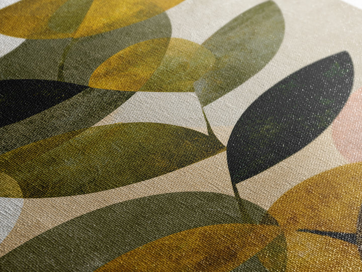 Olive Green Abstract Leaf Pattern Framed Canvas Print, Monochrome Art, Boho Decor, Living Room Decor, Fine Art, Mono, MON-2x3-52