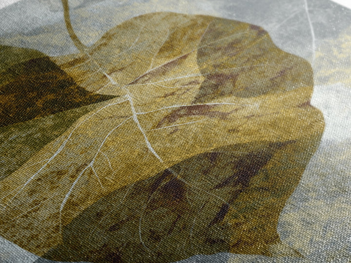 Olive Green Abstract Leaf Pattern Framed Canvas Print, Monochrome Art, Digital Print, Living Room Decor, Fine Art, Mono, MON-2x3-76