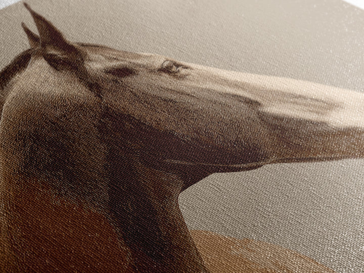 Sepia Horse Portrait Framed Canvas Print, Monochrome Art, Large Wall Art, Living Room Decor, Fine Art, Mono, Modern Wall Art, MON-3x2-6