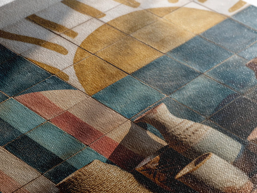 Gold Geometric Sunburst Framed Canvas Print, Moroccan Art, Moroccan Decor, Living Room Decor, Fine Art, Marrakesh, MOR-1x1-72