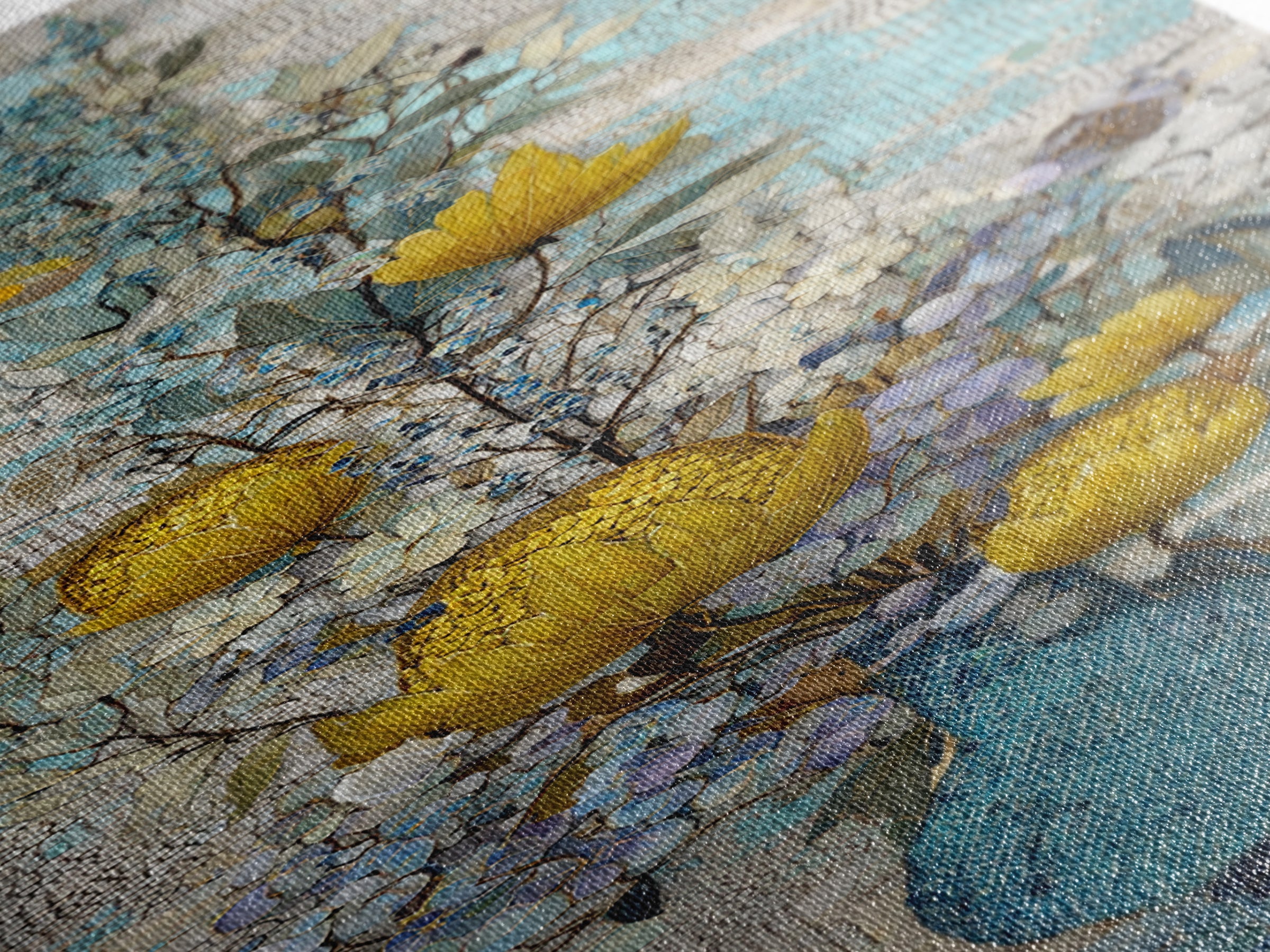 Turquoise Tile Fish Scale Pattern Canvas Print, Moroccan Art, Map Wall Art, Living Room Decor, Marrakesh, Luxury Decor, MOR-1x3-33
