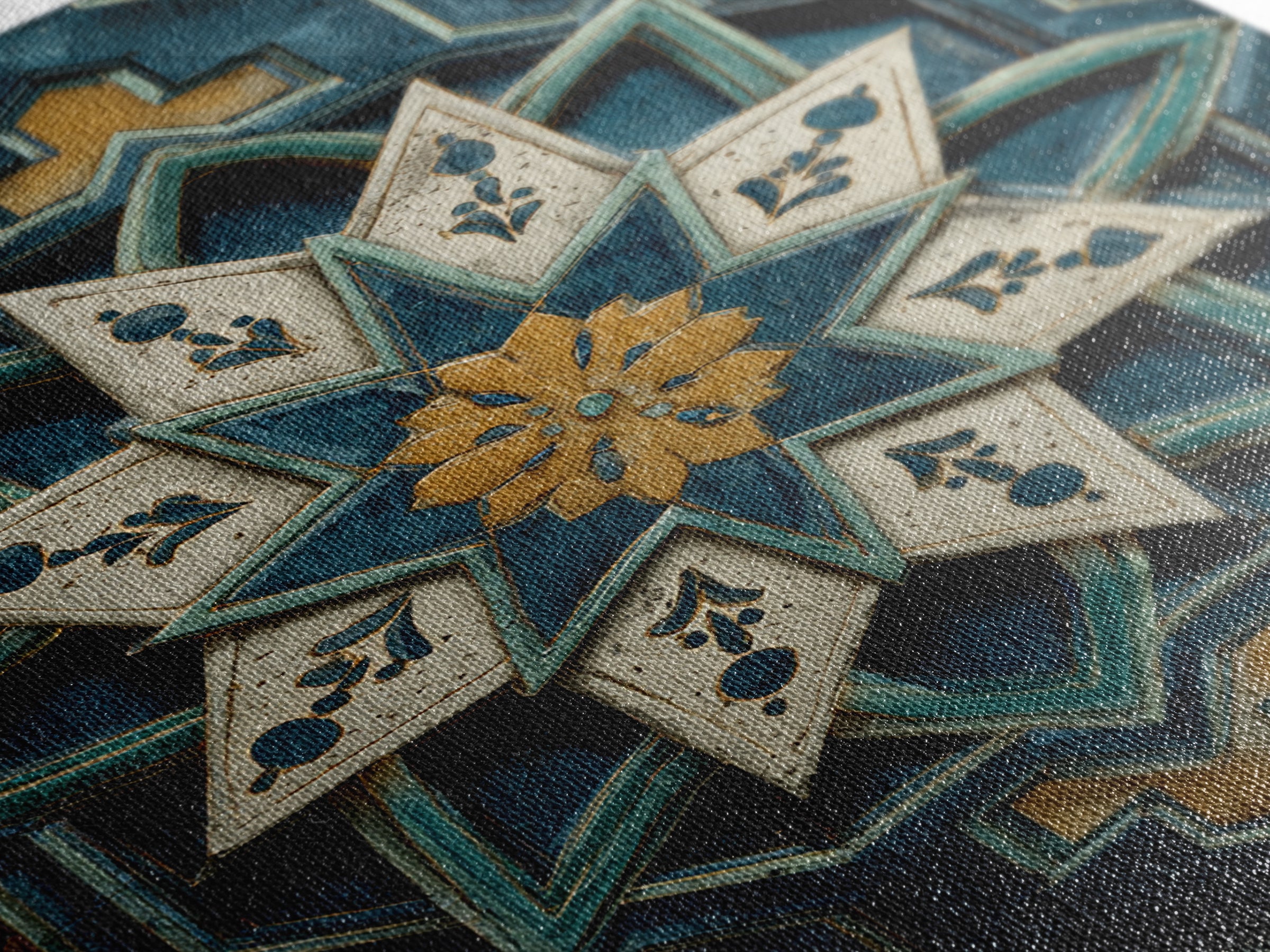 Geometric Star Motif Canvas Print, Moroccan Art, Map Wall Art, Living Room Decor, Fine Art, Marrakesh, Luxury Decor, MOR-2x3-61