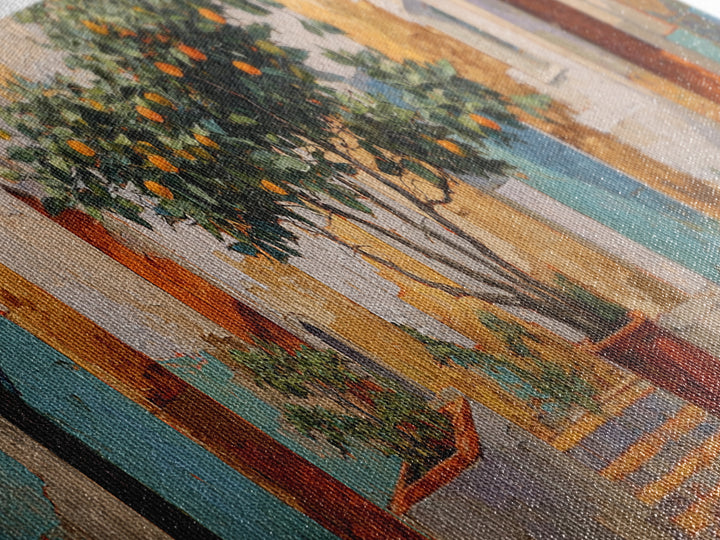 Orange Tree in Tiled Courtyard Framed Canvas Print, Moroccan Art, Fine Art Print, Living Room Decor, Fine Art, Marrakesh, MOR-3x1-53