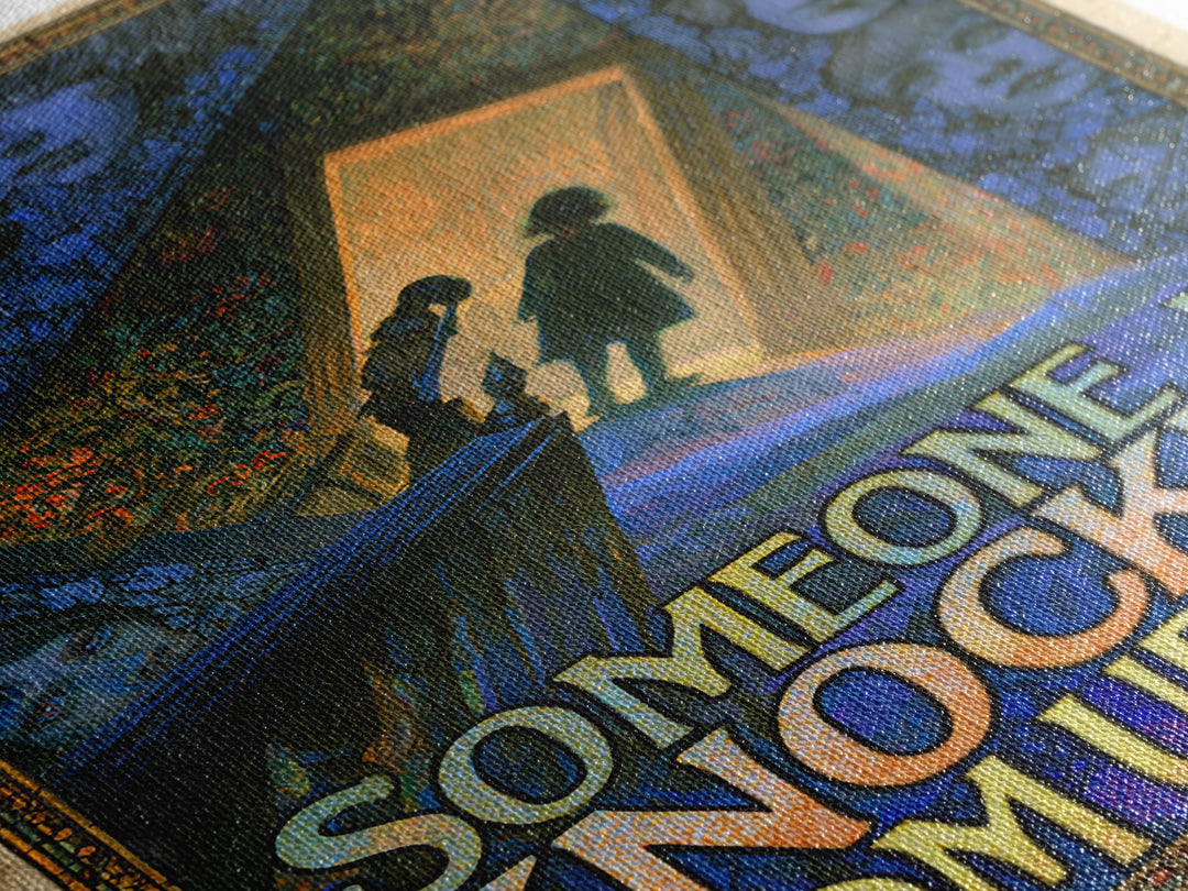 Someone Is Knocking From Upstairs, English Language Horror Movie Poster, Stained Glass Gothic Art, Classic Monster Poster, Canvas Print