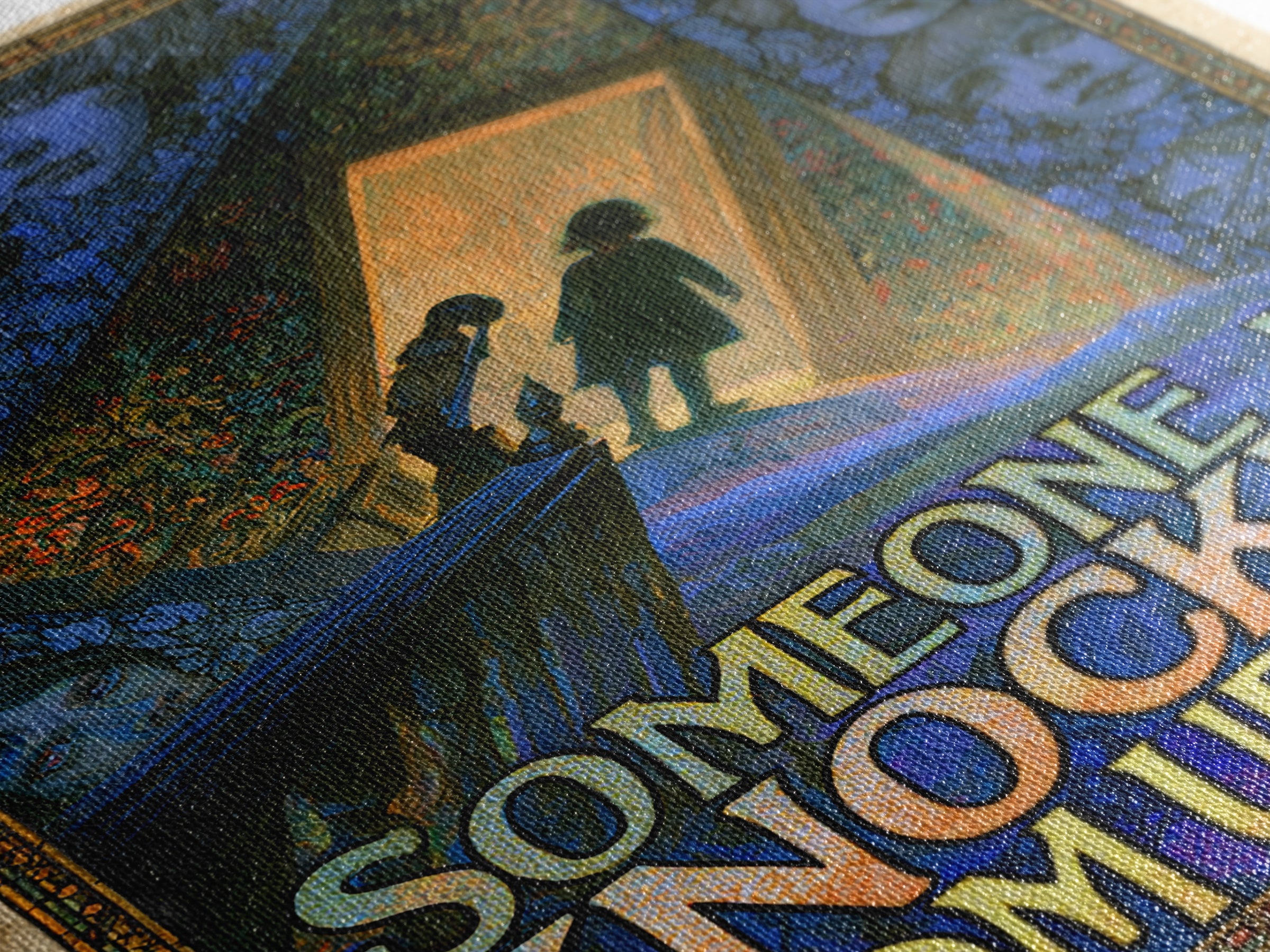 Someone Is Knocking From Upstairs, English Language Horror Movie Poster, Stained Glass Gothic Art, Classic Monster Poster, Canvas Print