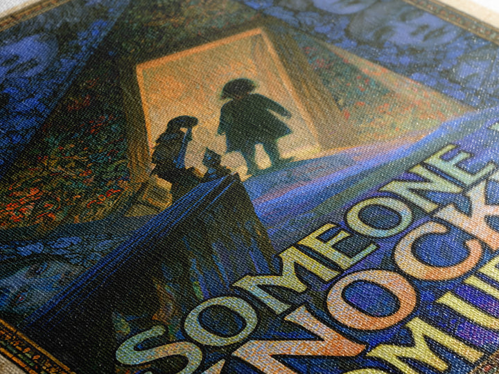 Someone Is Knocking From Upstairs, English Language Horror Movie Poster, Stained Glass Gothic Art, Classic Monster Poster, Canvas Print