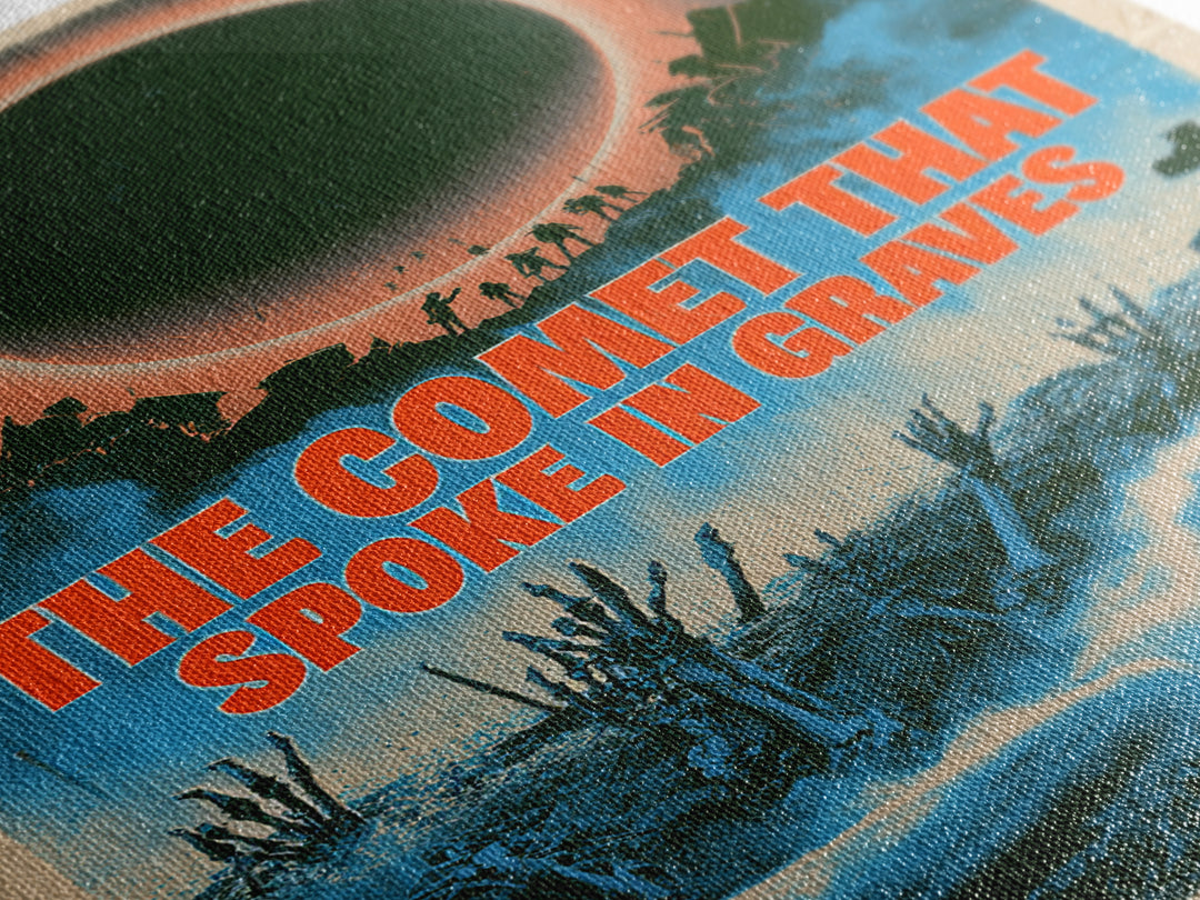 The Comet That Spoke In Graves, English Language Horror Movie Poster, 1980s Vhs Nightmare Cover Inspired Art, Cult Horror Poster