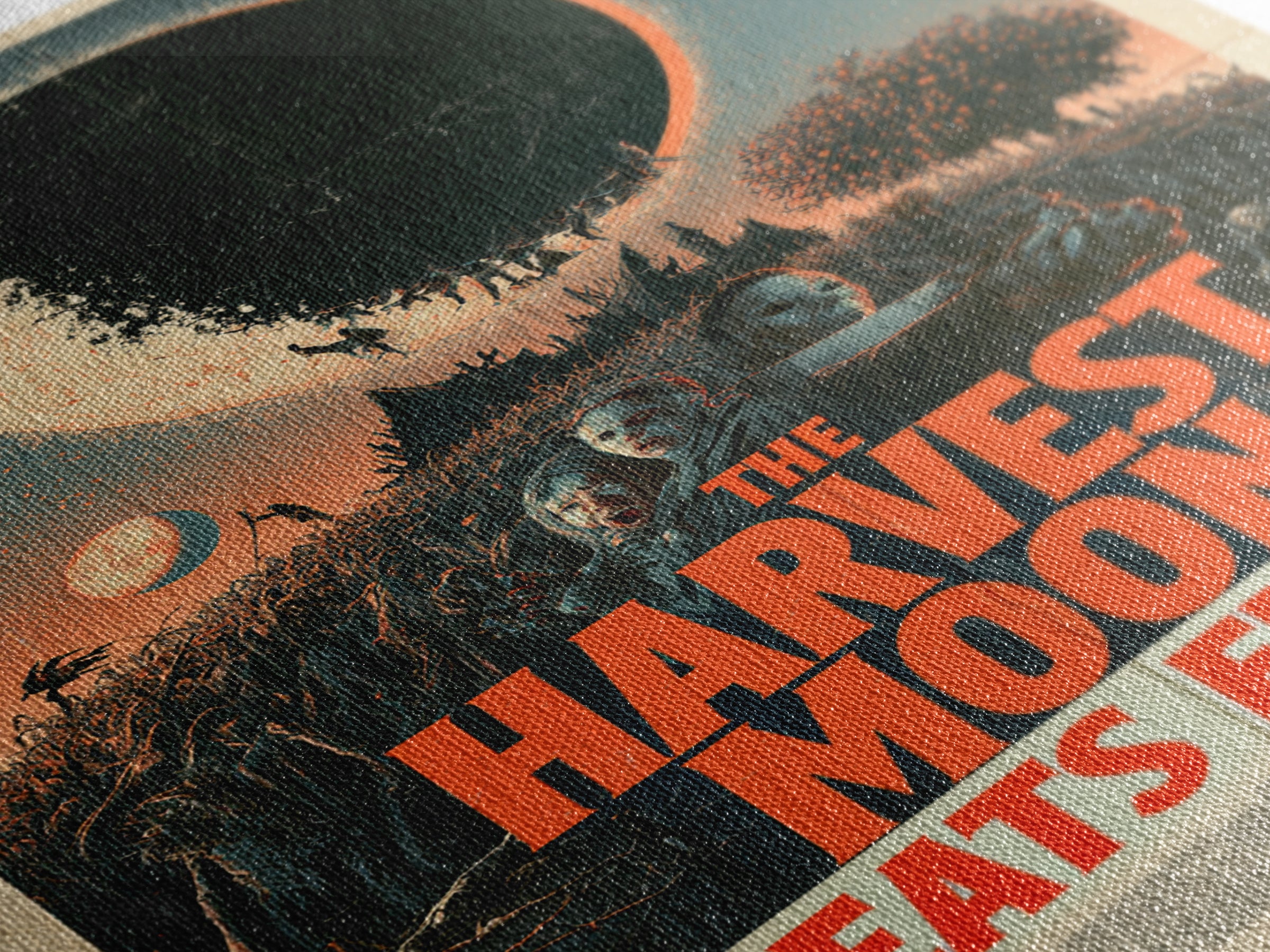 The Harvest Moon Eats First, English Language Horror Movie Poster, Giallo Horror Art, Gothic Cinema Wall Art, Canvas Print