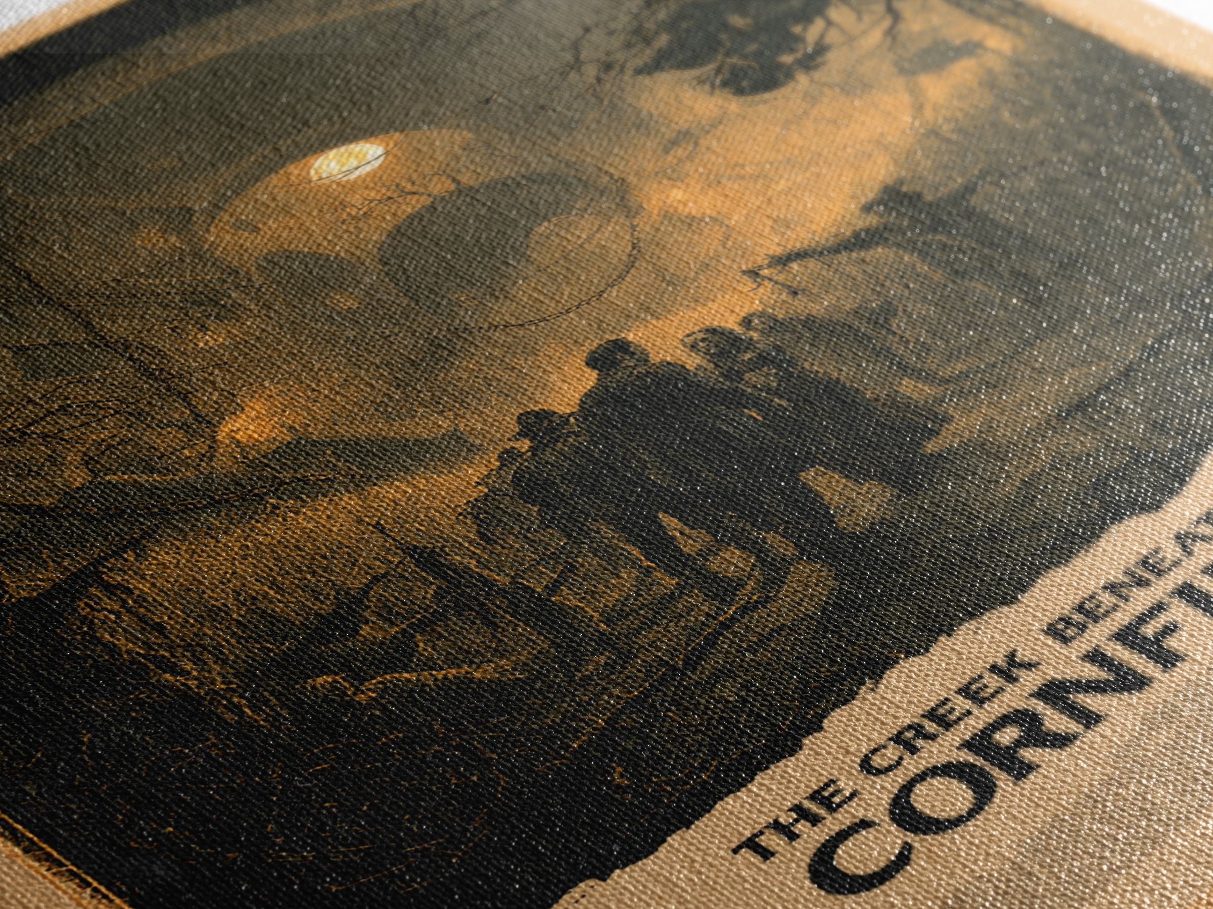 The Creek Beneath The Cornfield, English Language Horror Movie Poster, Architectural Etching Art, Classic Monster Poster