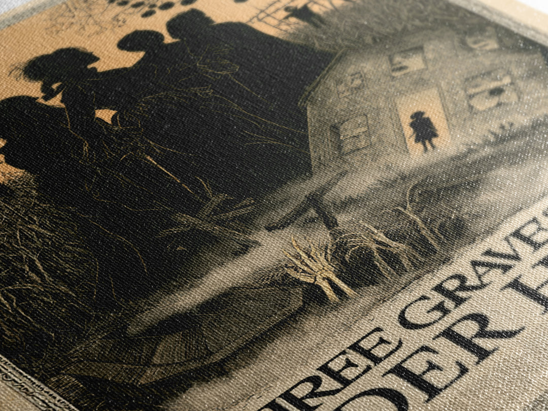 Three Graves Under The Cider House, English Language Horror Movie Poster, Decadent Line Art, Gothic Cinema Wall Art