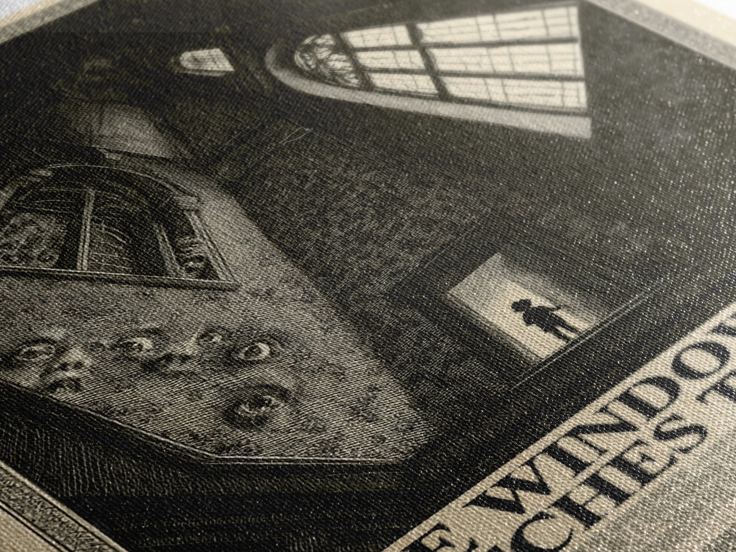The Window That Watches The Hall, English Language Horror Movie Poster, Gothic Engraving Art, Cult Horror Poster, Framed Canvas Print