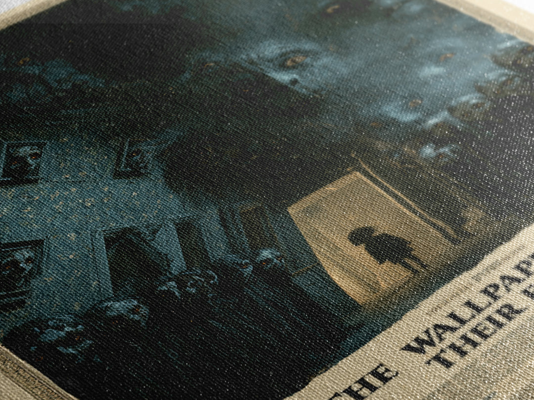 The Wallpaper Keeps Their Faces, English Language Horror Movie Poster, Dark Romantic Horror Art, Classic Monster Poster