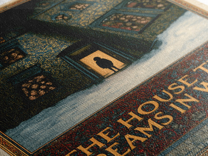 The House That Dreams In Winter, English Language Horror Movie Poster, Stained Glass Gothic Art, Cult Horror Poster, Framed Canvas Print
