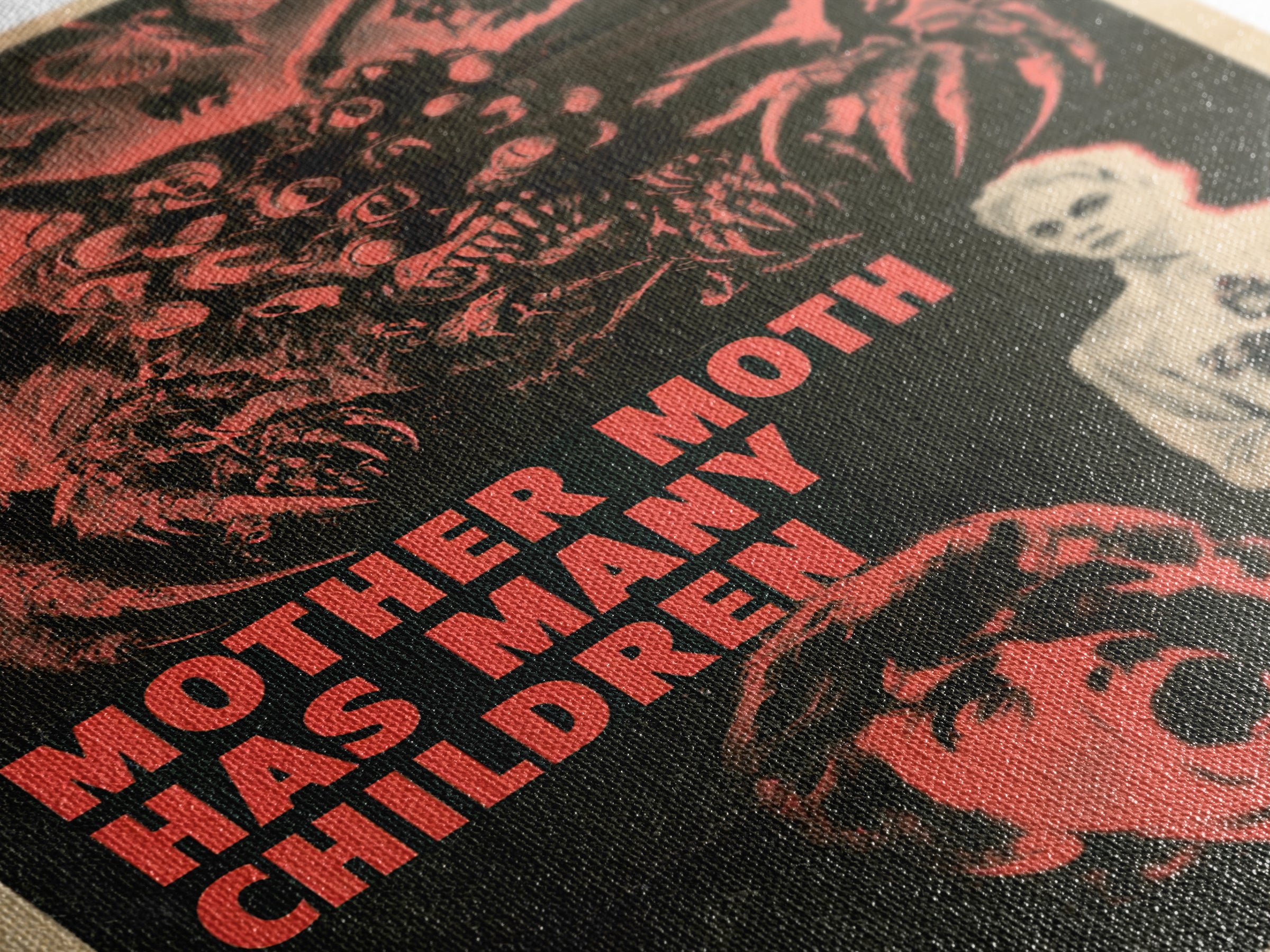 Mother Moth Has Many Children, English Language Horror Movie Poster, 1950s Creature-Feature One-Sheet Inspired Art, Gothic Cinema Wall Art