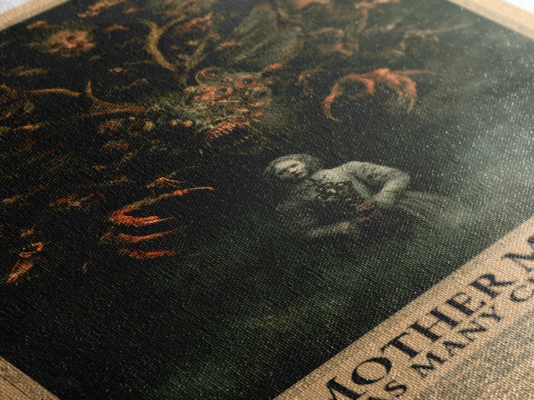 Mother Moth Has Many Children, English Language Horror Movie Poster, Dark Romantic Horror Art, Retro Horror Movie Art, Canvas Print