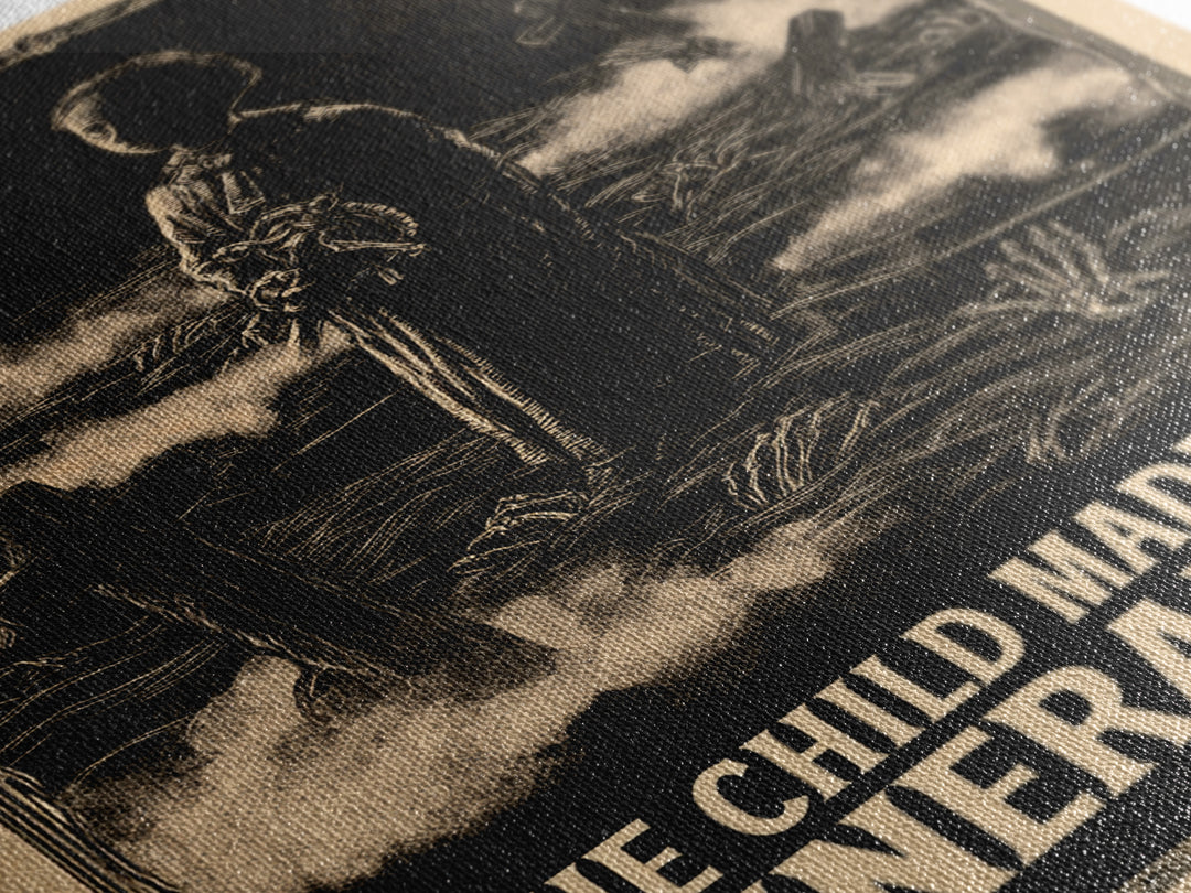 The Child Made From Funeral Wax, English Language Horror Movie Poster, Decadent Line Art, Retro Horror Movie Art, Canvas Print