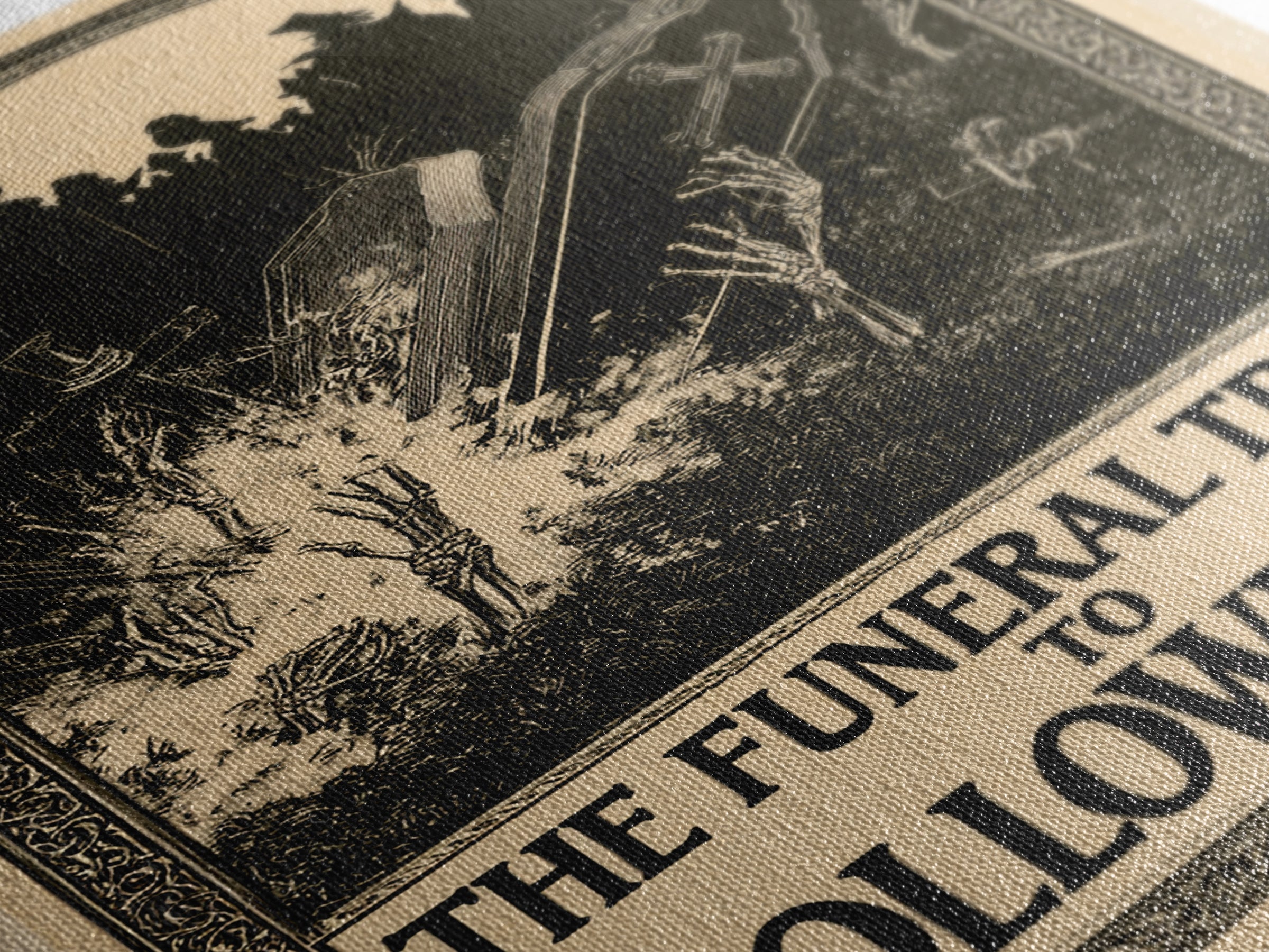 The Funeral Train To Hollowmere, English Language Horror Movie Poster, Decadent Line Art, Retro Horror Movie Art, Canvas Print