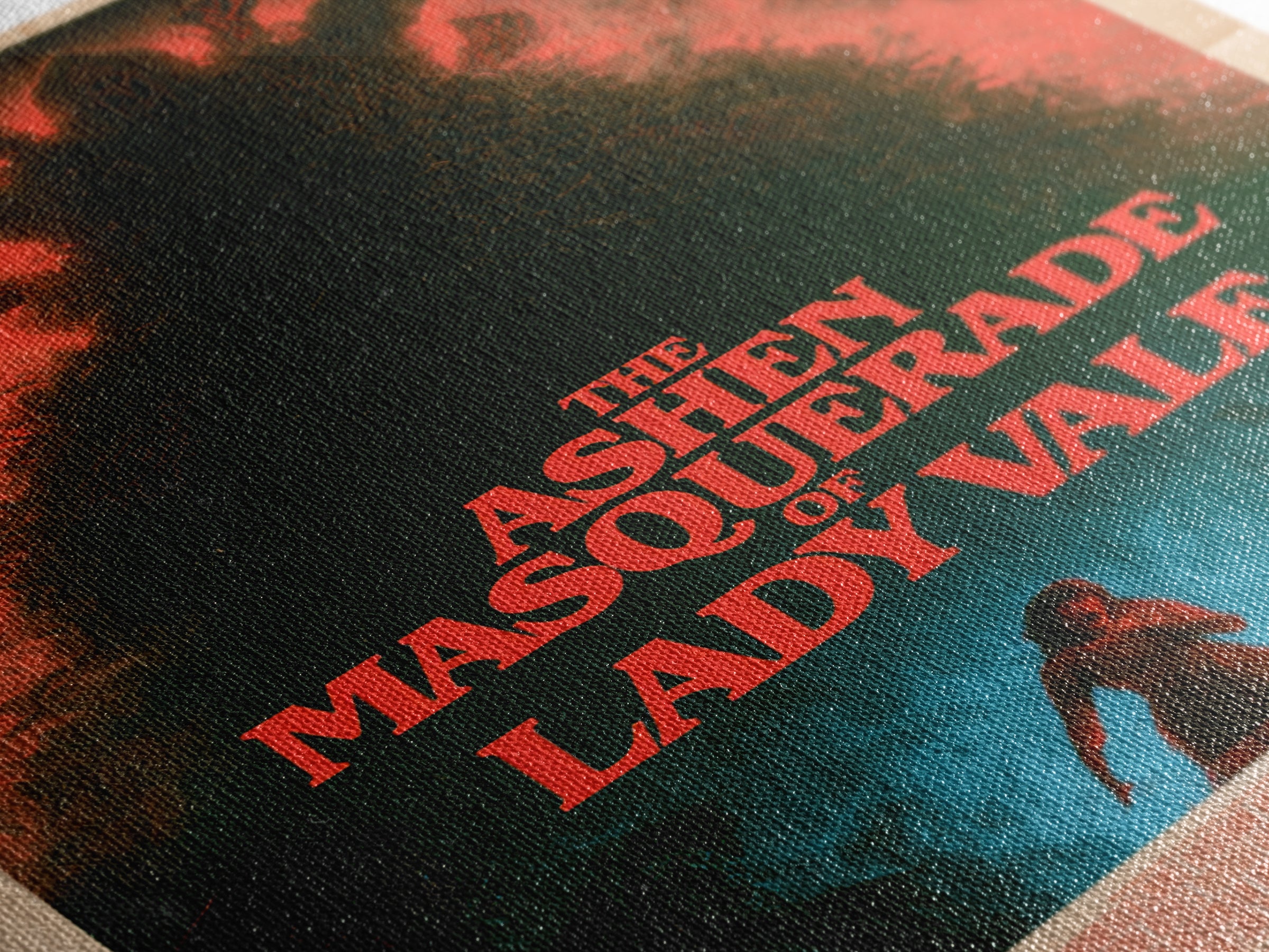 The Ashen Masquerade Of Lady Vale, English Language Horror Movie Poster, 1980s Vhs Nightmare Cover Inspired Art, Retro Horror Movie Art