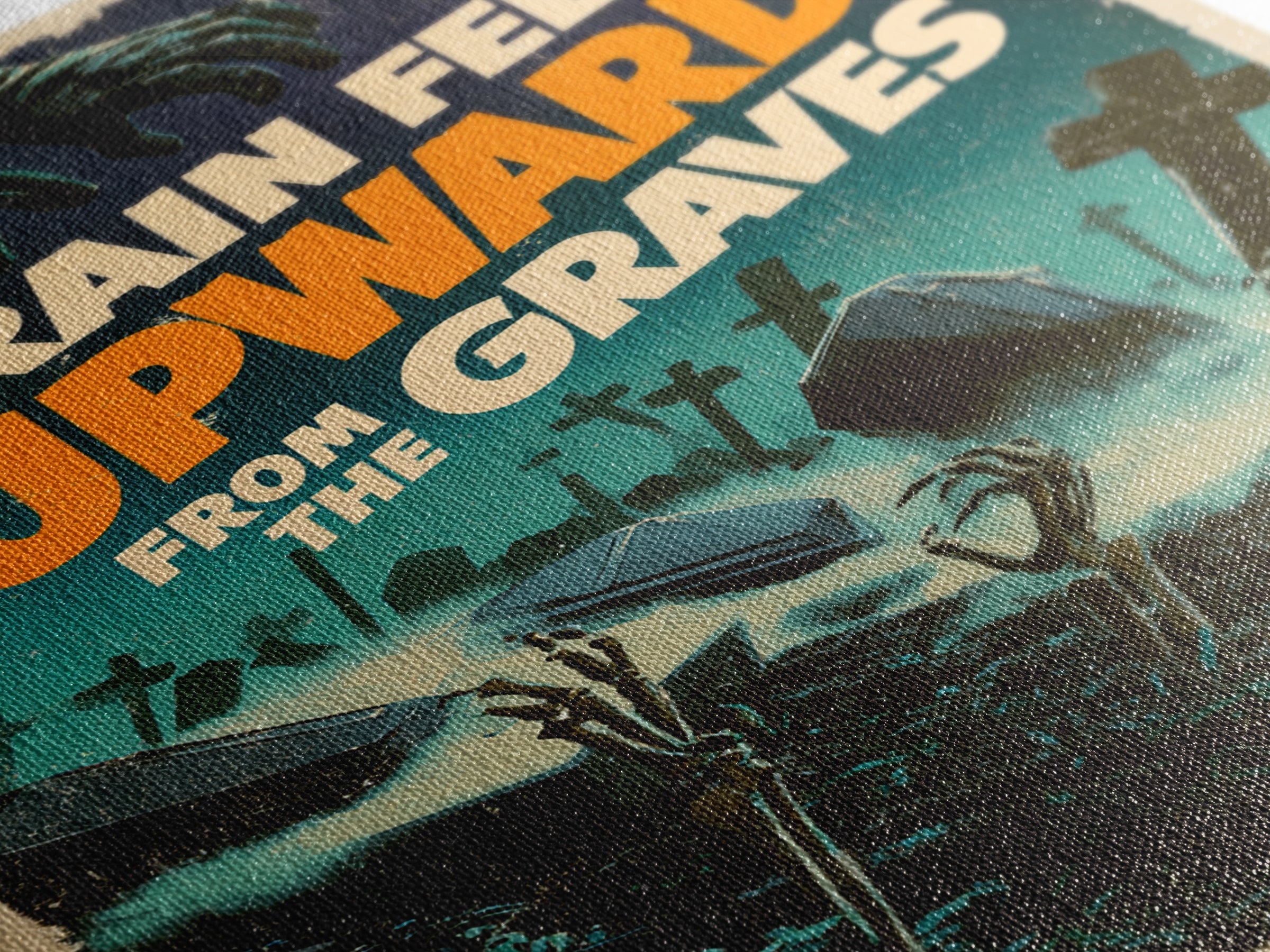 The Rain Fell Upward From The Graves, English Language Horror Movie Poster, Giallo Horror Art, Classic Monster Poster, Framed Canvas Print