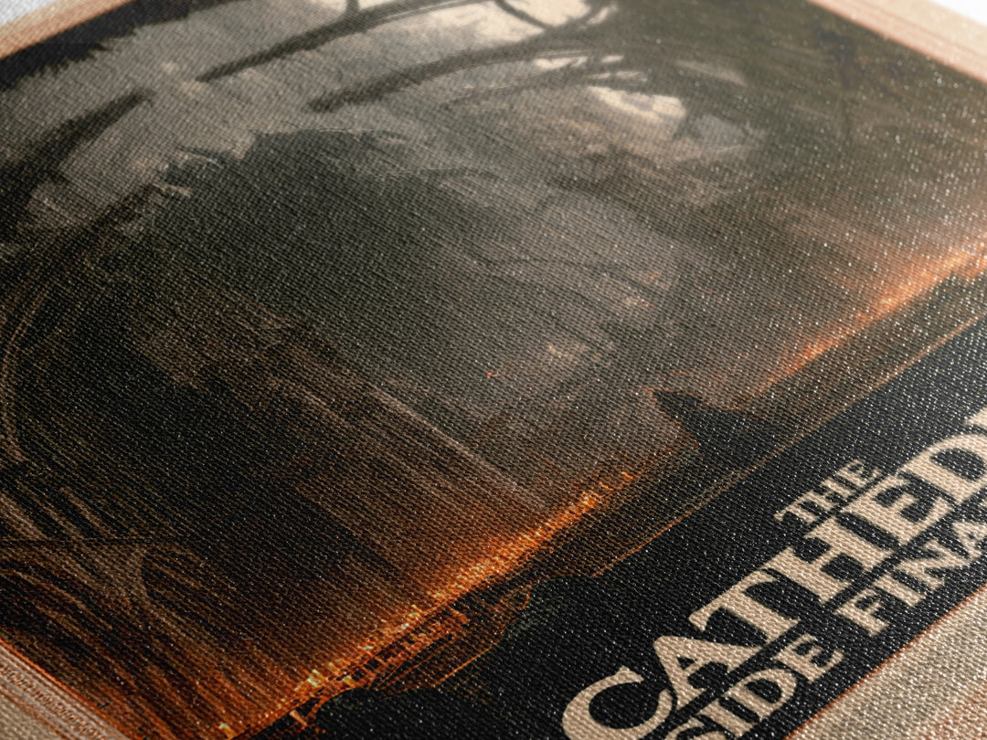 The Cathedral Inside The Final Storm, English Language Horror Movie Poster, Gothic Nightmare Art, Gothic Cinema Wall Art, Canvas Print