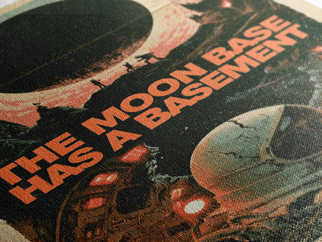 The Moon Base Has A Basement, English Language Horror Movie Poster, 1960s Horror Art, Gothic Cinema Wall Art, Framed Canvas Print
