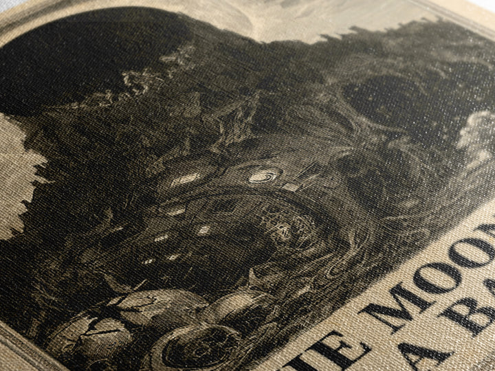 The Moon Base Has A Basement, English Language Horror Movie Poster, Gothic Engraving Art, Cult Horror Poster, Canvas Print