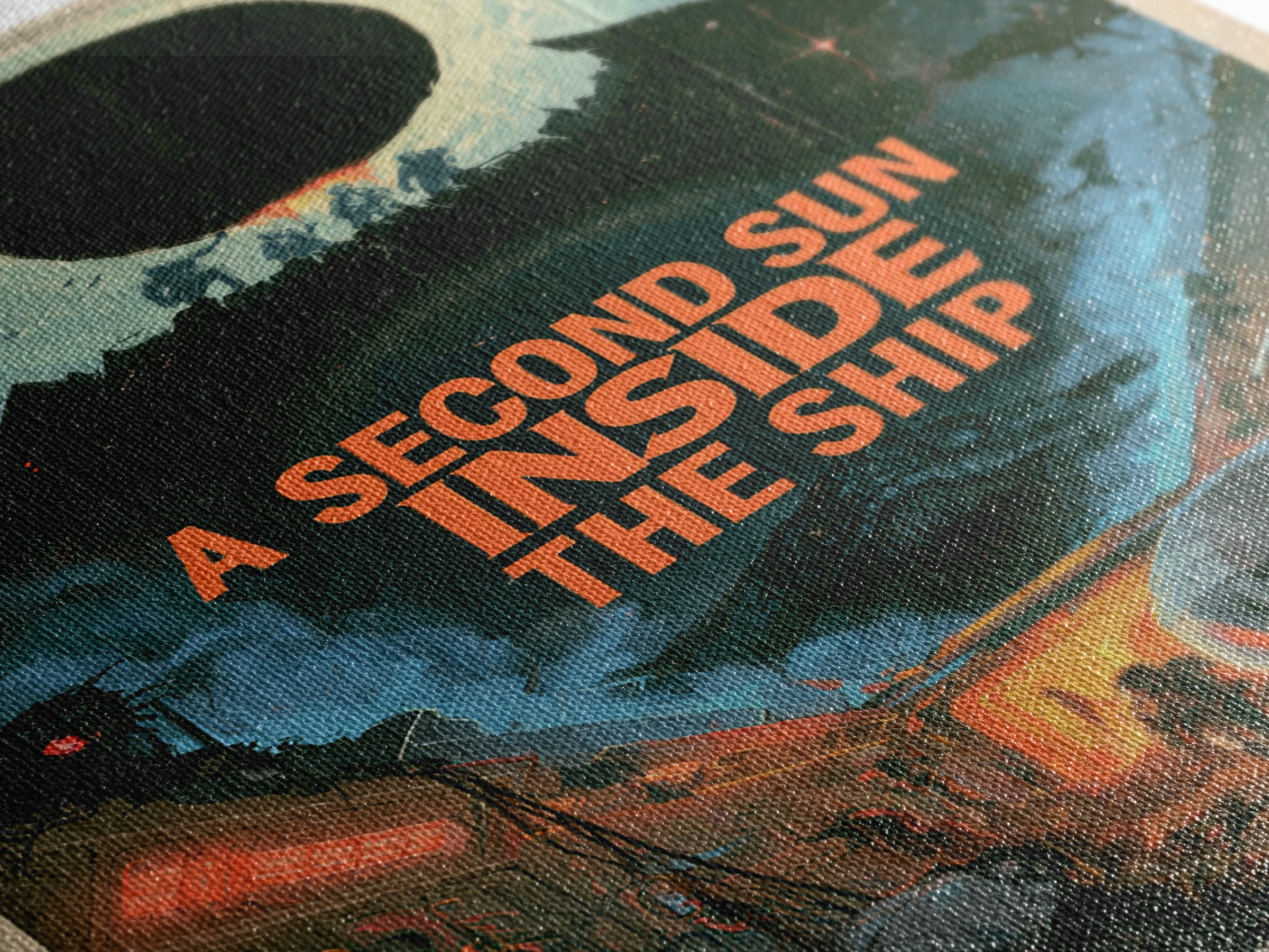 A Second Sun Inside The Ship, English Language Horror Movie Poster, 1980s Vhs Nightmare Cover Inspired Art, Gothic Cinema Wall Art