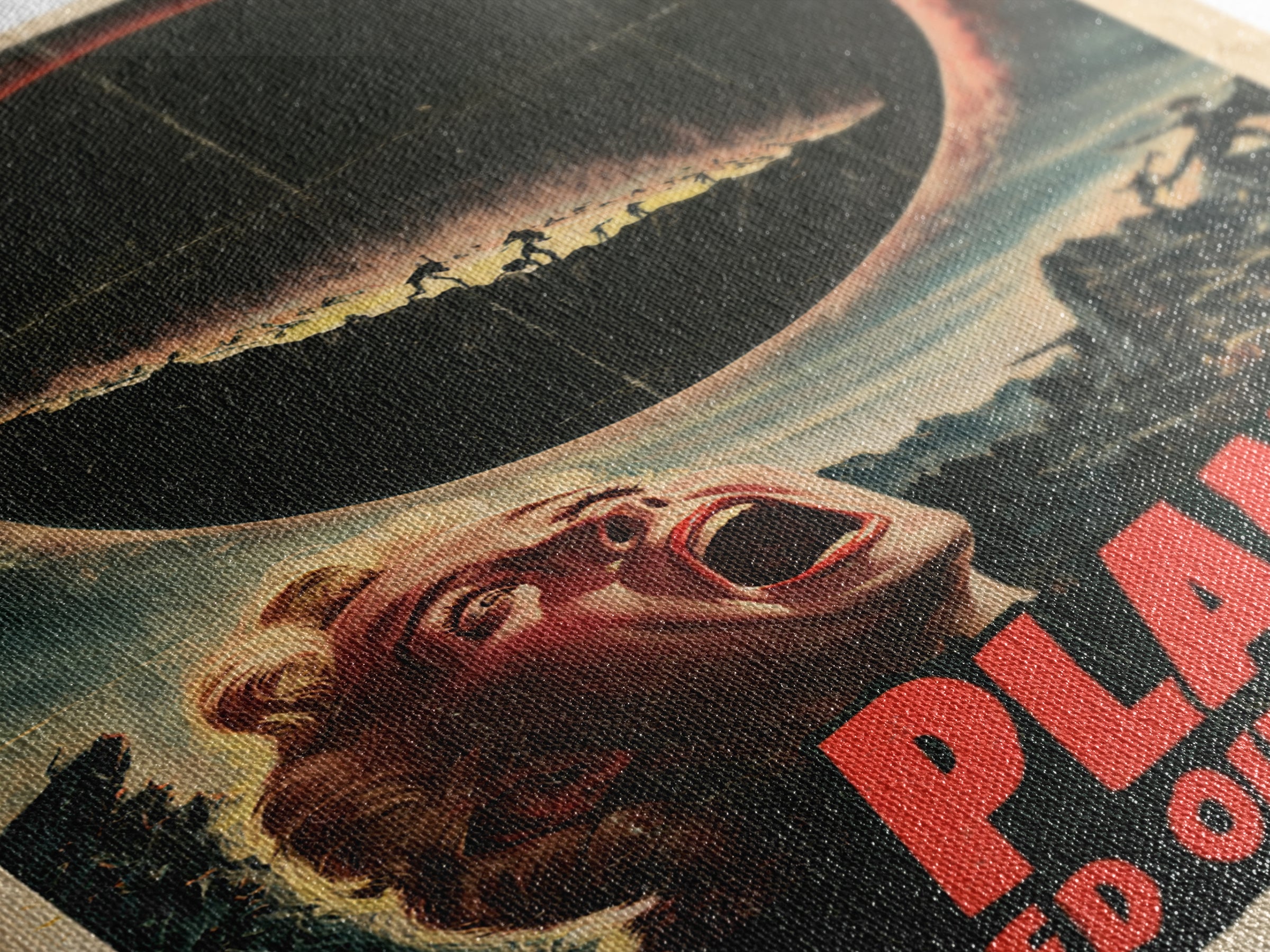 The Planet That Learned Our Names, English Language Horror Movie Poster, 1950s Creature-Feature One-Sheet Inspired Art, Canvas Print