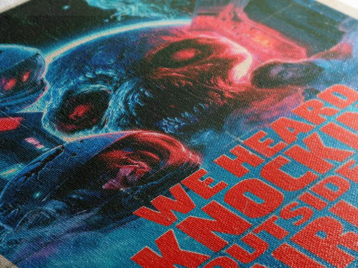 We Heard Knocking Outside The Airlock, English Language Horror Movie Poster, 1980s Vhs Nightmare Cover Inspired Art, Gothic Cinema Wall Art