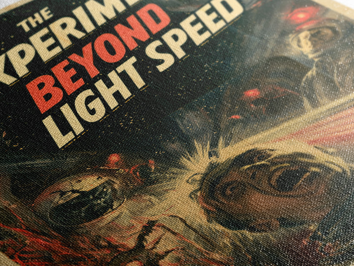 The Experiment Beyond Light Speed, English Language Horror Movie Poster, 1950s Creature-Feature One-Sheet Inspired Art, Cult Horror Poster