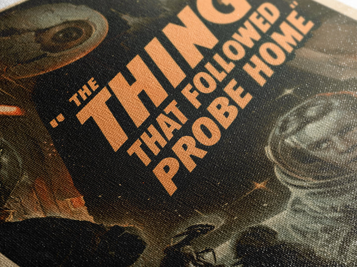 The Thing That Followed The Probe Home, English Language Horror Movie Poster, 1930s Horror Art, Classic Monster Poster, Canvas Print