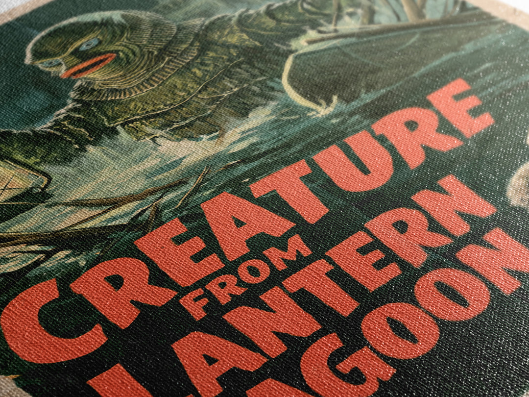 Creature From Lantern Lagoon, English Language Horror Movie Poster, 1950s Creature-Feature One-Sheet Inspired Art, Gothic Cinema Wall Art