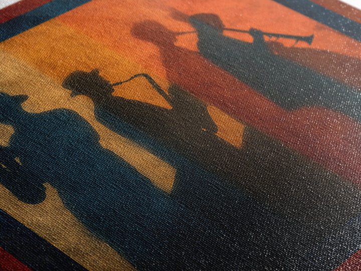 Jazz Quartet Silhouettes Canvas Print, Music Studio Art, Music Posters, Studio Decor, Oil Painting, Rhythm, Music Lover, MSA-1x1-22