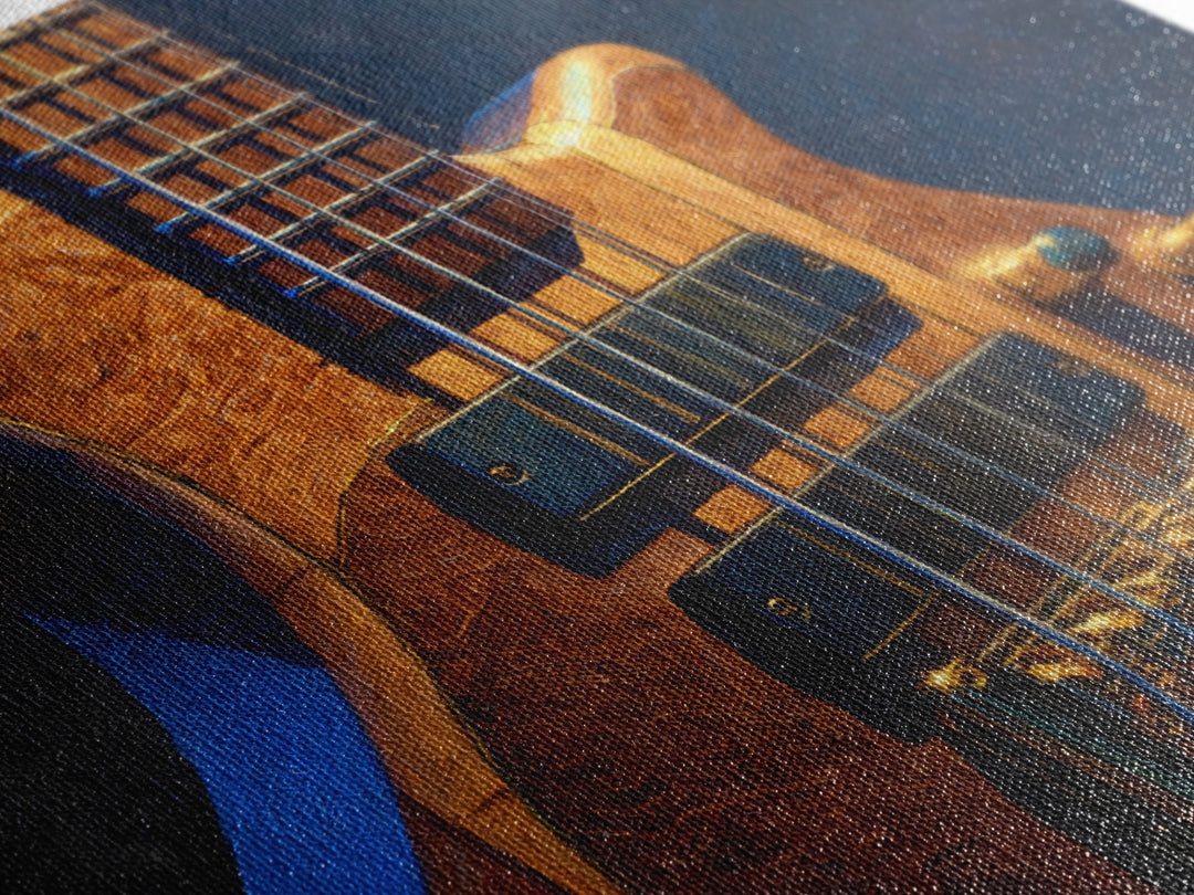 Bass Guitar Closeup Framed Canvas Print, Music Studio Art, Music Lover, Studio Decor, Oil Painting, Rhythm, Minimalist Decor, MSA-1x1-37