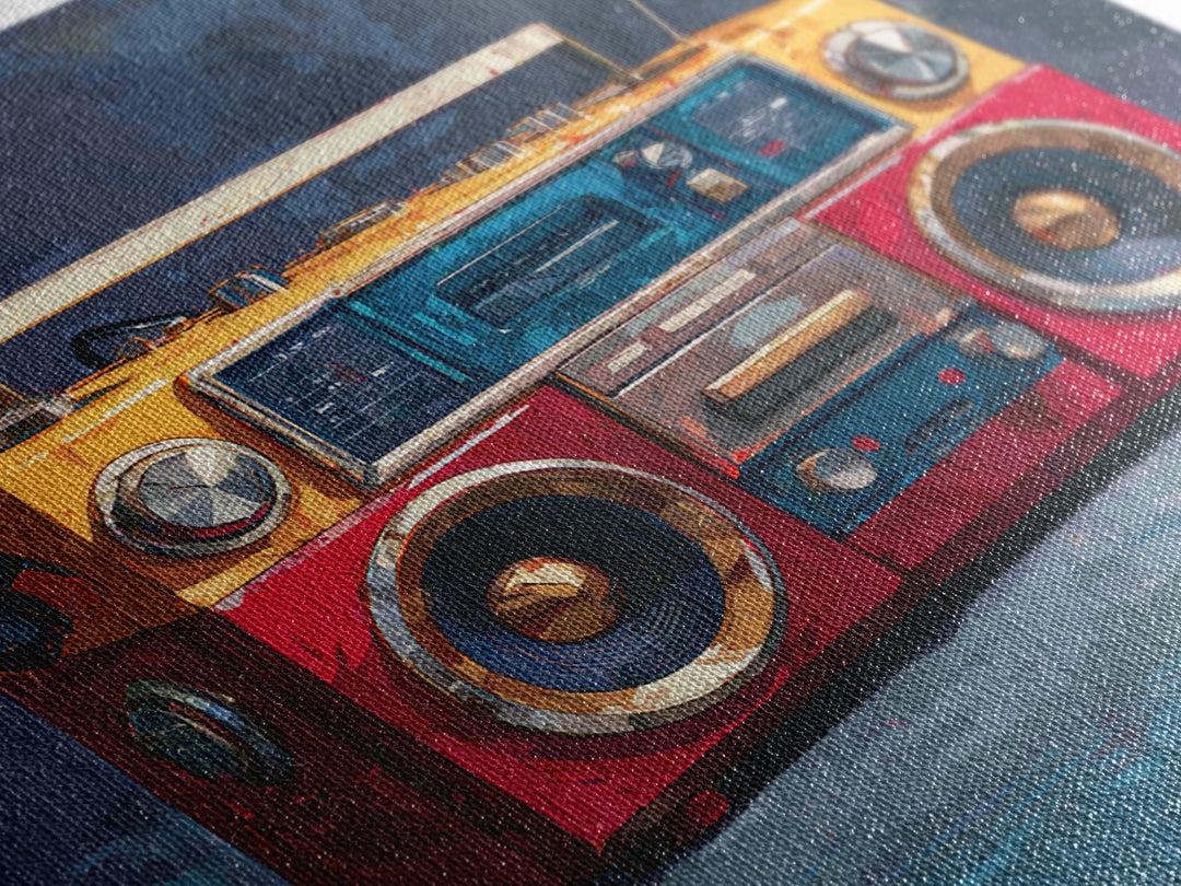 Hip Hop Boombox Framed Canvas Print, Music Studio Art, Gallery Decor, Studio Decor, Fine Art, Rhythm, Contemporary Art, MSA-1x1-41