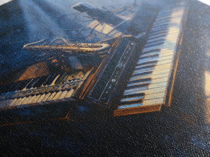 Piano Keys with Hands in Cinematic Shadow Framed Canvas Print, Music Studio Art, Fine Art Print, Studio Decor, Fine Art, Rhythm, MSA-1x1-53