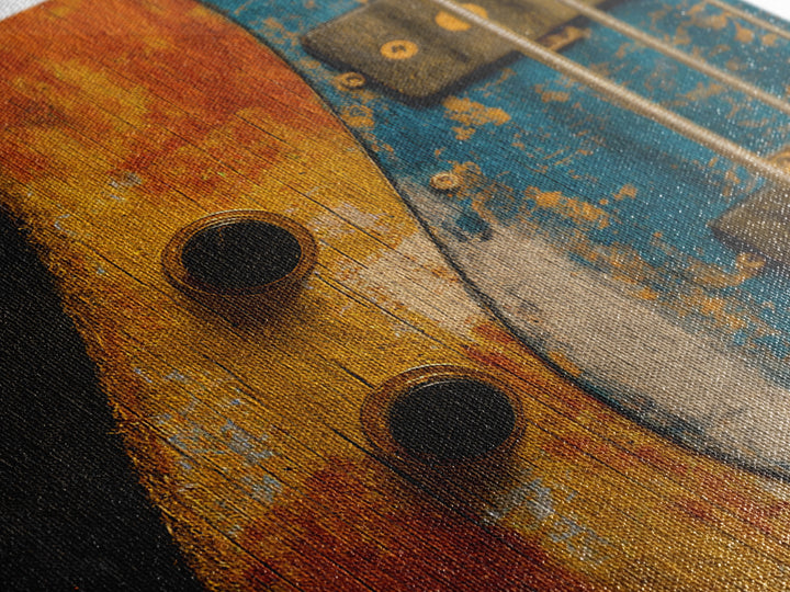 Bass Guitar Closeup Framed Canvas Print, Music Studio Art, Music Lover, Studio Decor, Oil Painting, Rhythm, Minimalist Decor, MSA-1x1-61