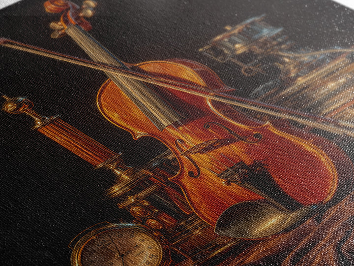 Violin and Bow Framed Canvas Print, Music Studio Art, Music Posters, Studio Decor, Fine Art, Rhythm, Music Lover, Gallery Decor, MSA-1x1-64