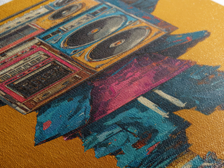 Hip Hop Boombox Canvas Print, Music Studio Art, Music Gift, Studio Decor, Fine Art, Rhythm, Room Decor, Textured Painting, MSA-1x3-5