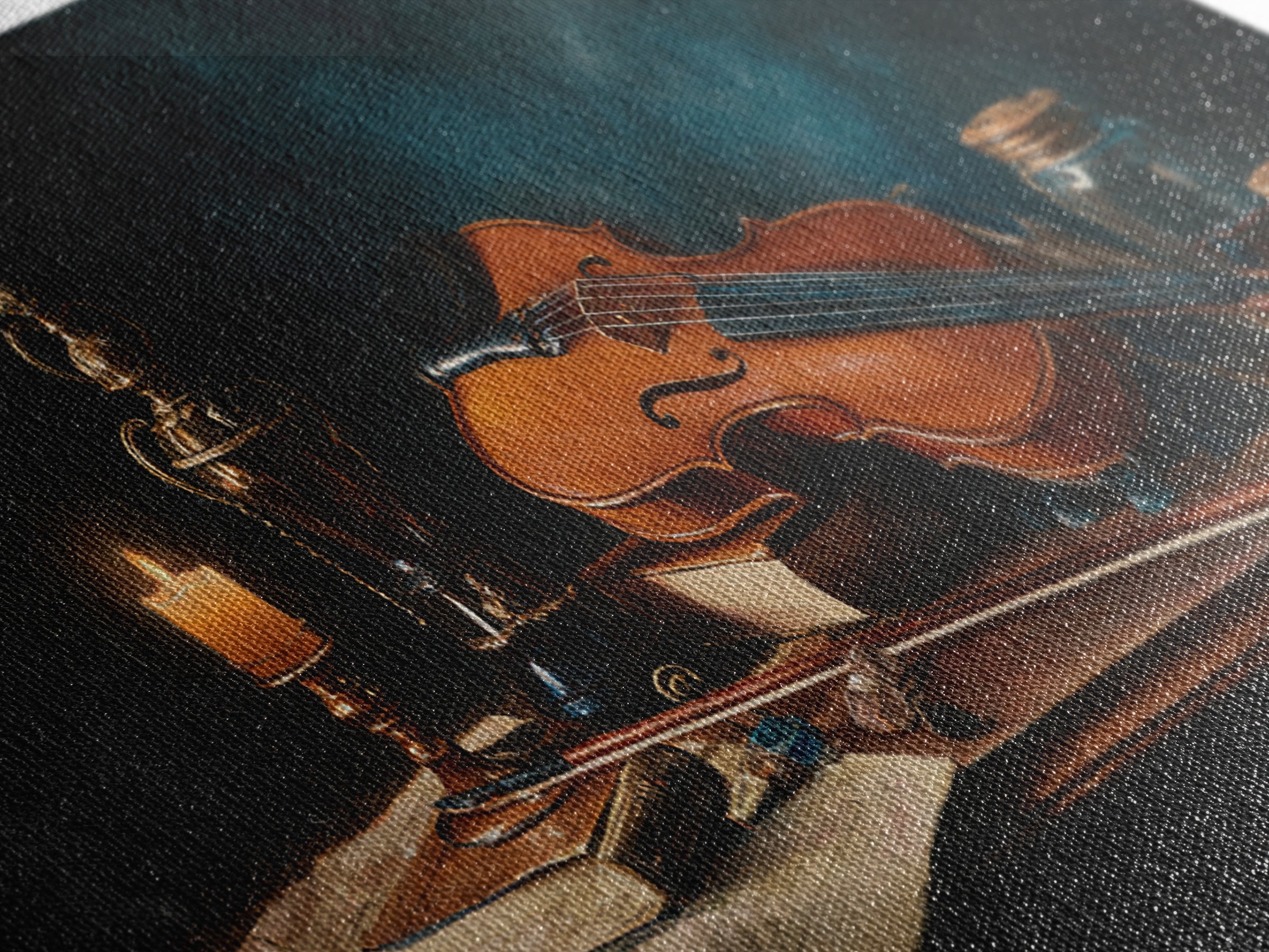 Violin and Bow Canvas Print, Music Studio Art, Wall Art, Studio Decor, Watercolor Art, Rhythm, Trendy Wall Art, Music Wall Art, MSA-2x1-36