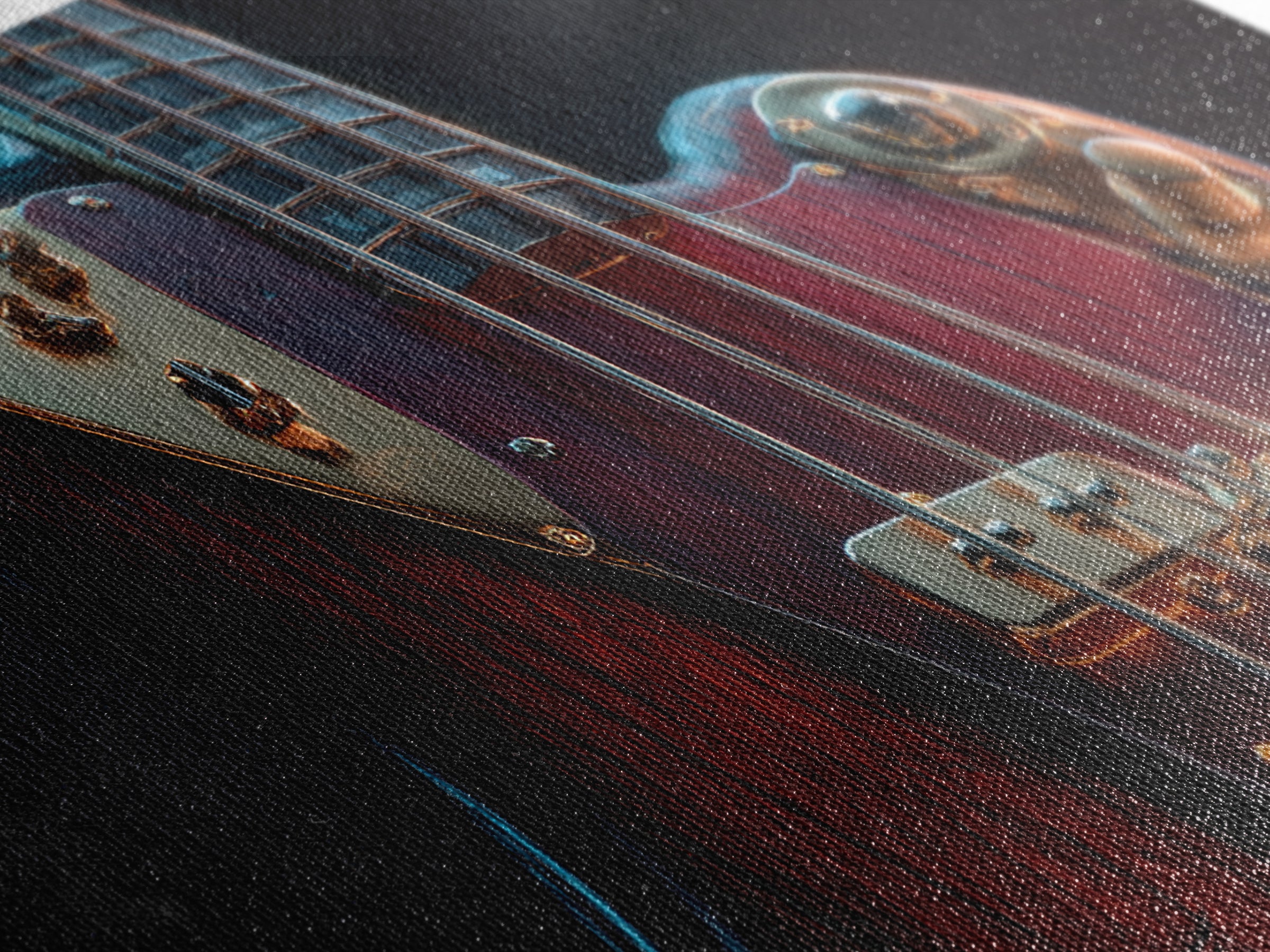 Bass Guitar Closeup Canvas Print, Music Studio Art, Music, Studio Decor, Rhythm, Digital Download Art, Painting from Photo, MSA-2x1-57