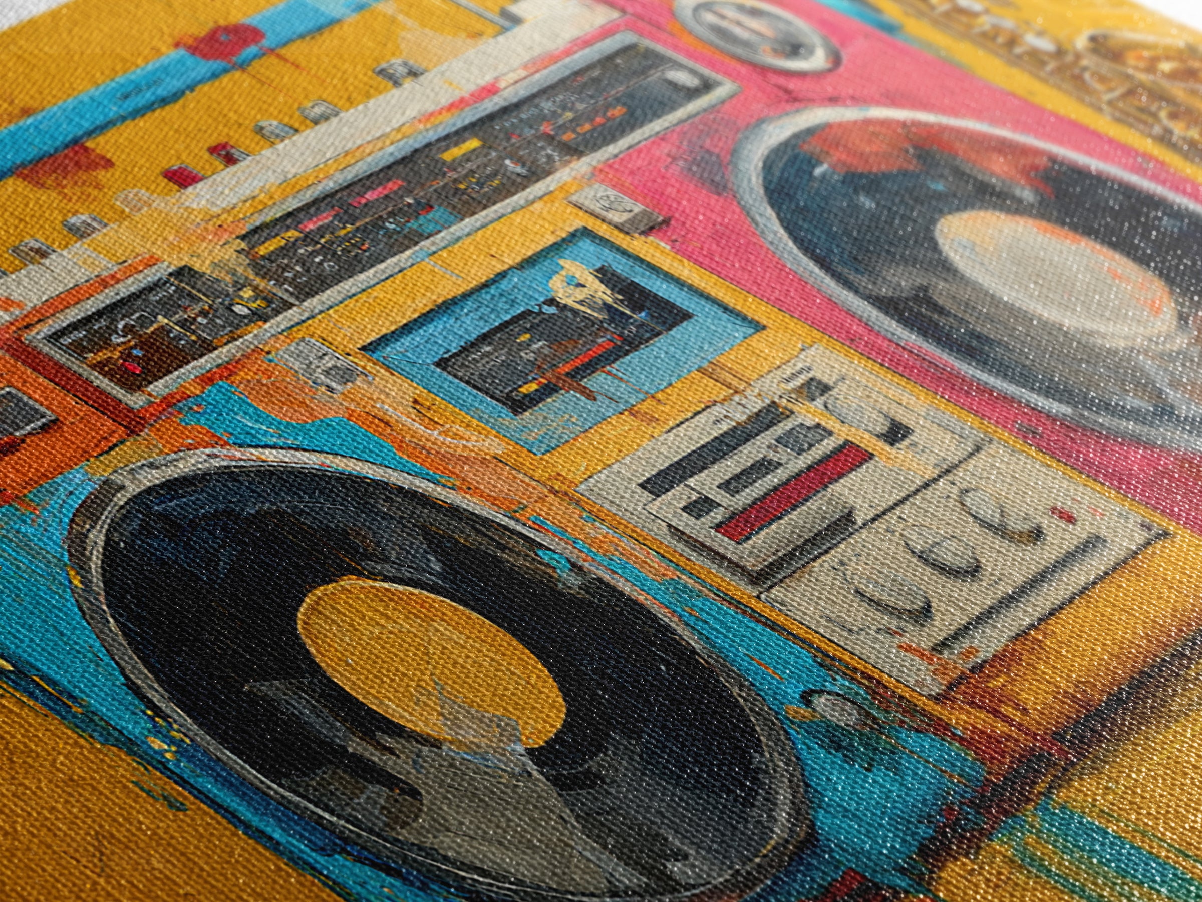 Hip Hop Boombox Canvas Print, Music Studio Art, Printable Wall Art, Studio Decor, Fine Art, Rhythm, Painting from Photo, MSA-2x1-61