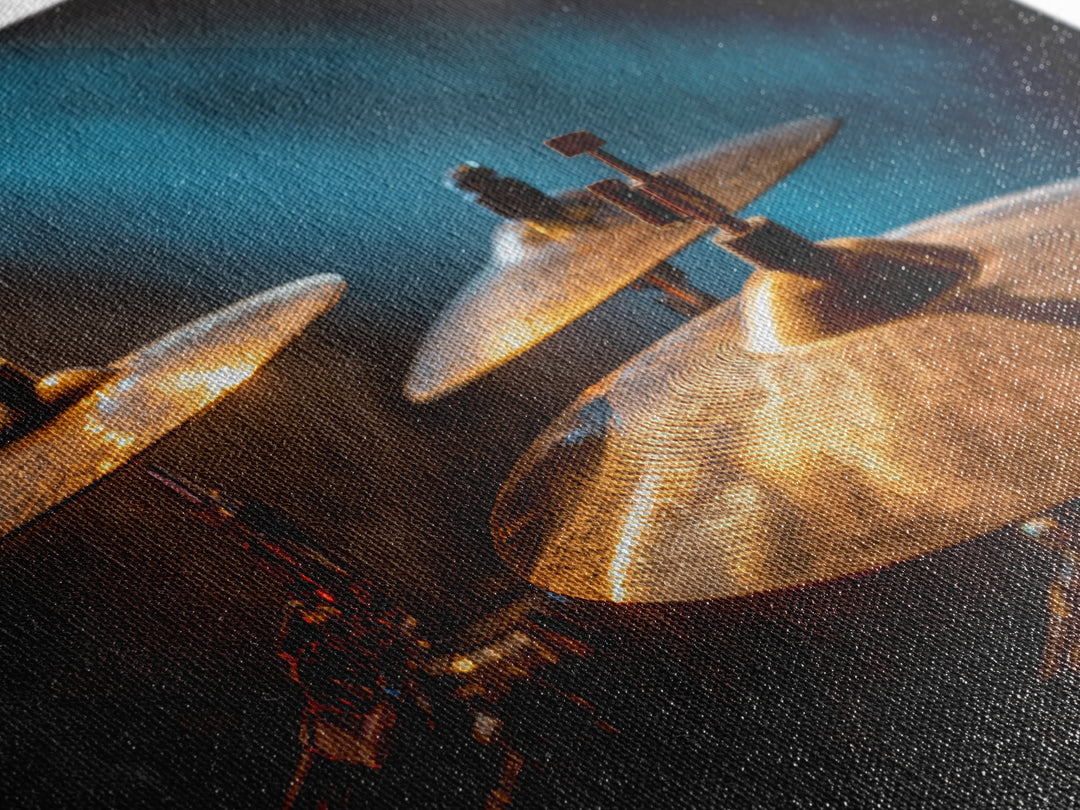 Gold Cymbal Closeup Canvas Print, Music Studio Art, Printable Art, Studio Decor, Watercolor Art, Rhythm, Music Art, MSA-2x1-68