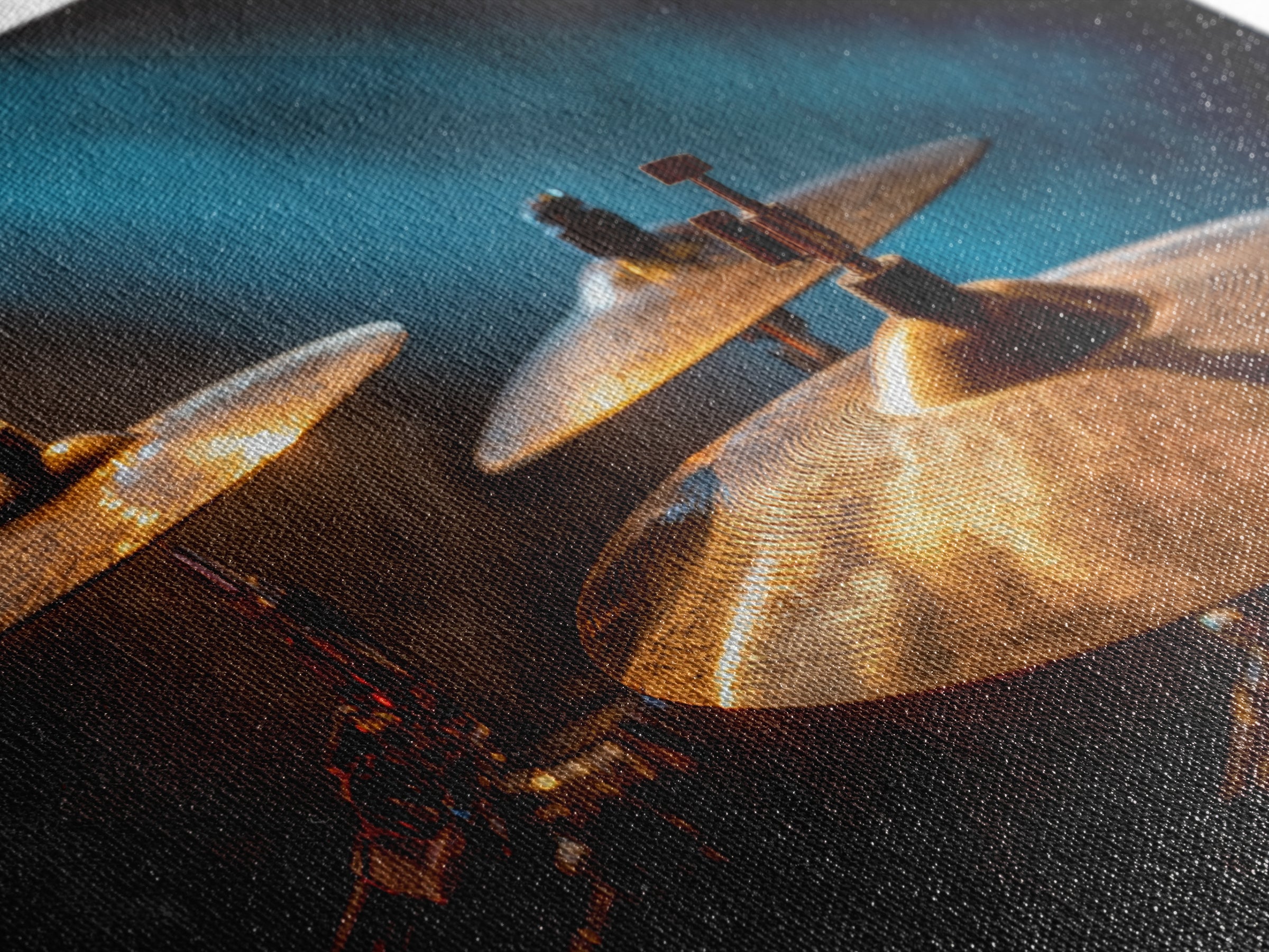 Gold Cymbal Closeup Canvas Print, Music Studio Art, Printable Art, Studio Decor, Watercolor Art, Rhythm, Music Art, MSA-2x1-68